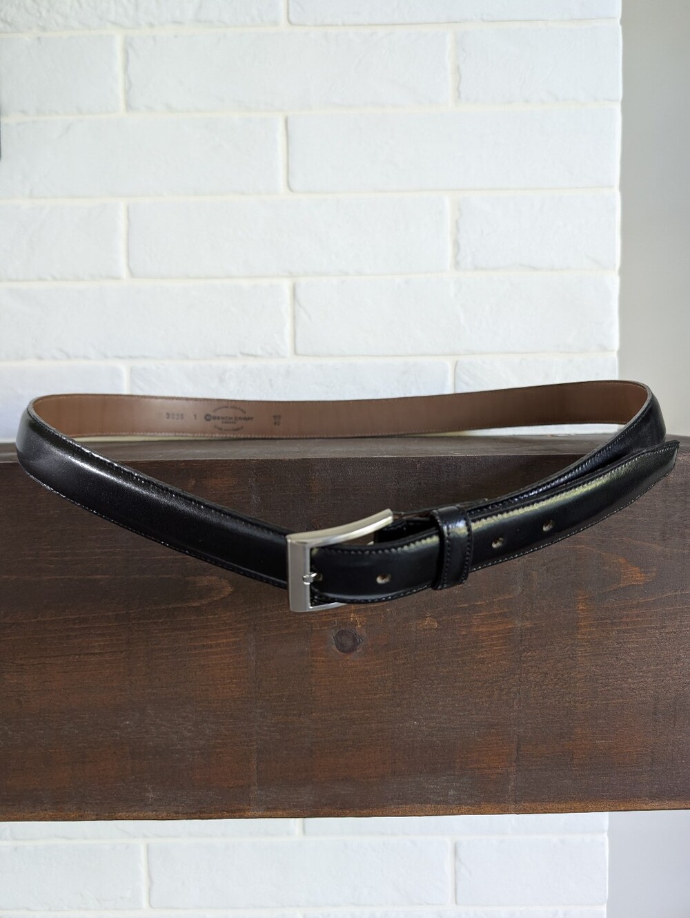 Bench Craft Canada 40 Genuine Leather Classic Black Belt Silver Buckle